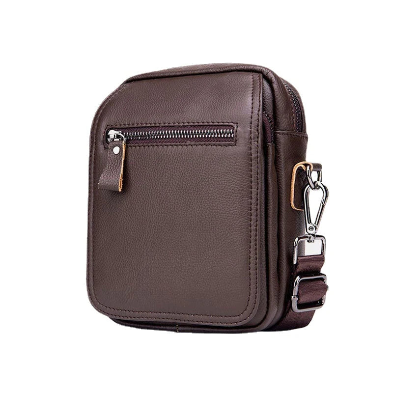 Men's Waterproof Genuine Leather Crossbody Bag with Multi-Layers