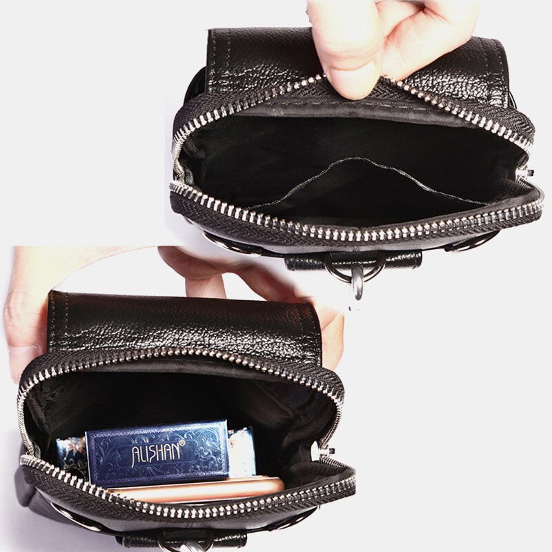 Men Genuine Leather Belt Bag Casual Crossbody Shoulder