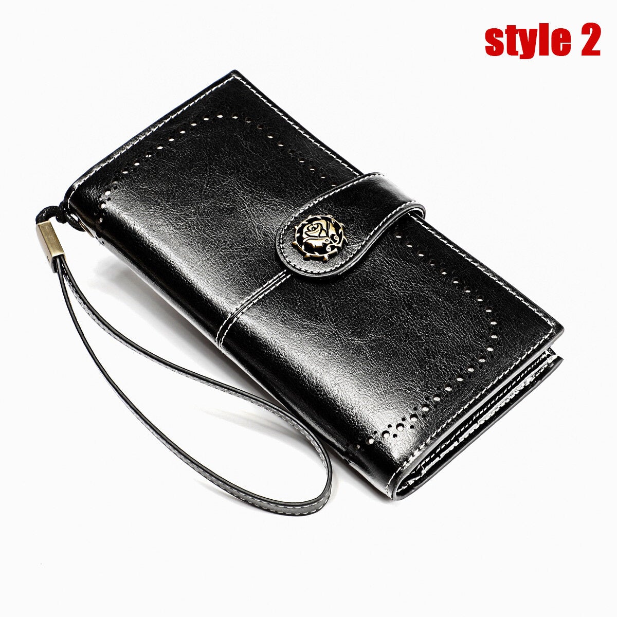 women genuine leather elegant vintage long wallet phone bag