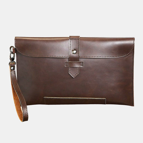 Men Faux Leather Retro Business 6.7 Inch Phone Bag Envelope Clutch