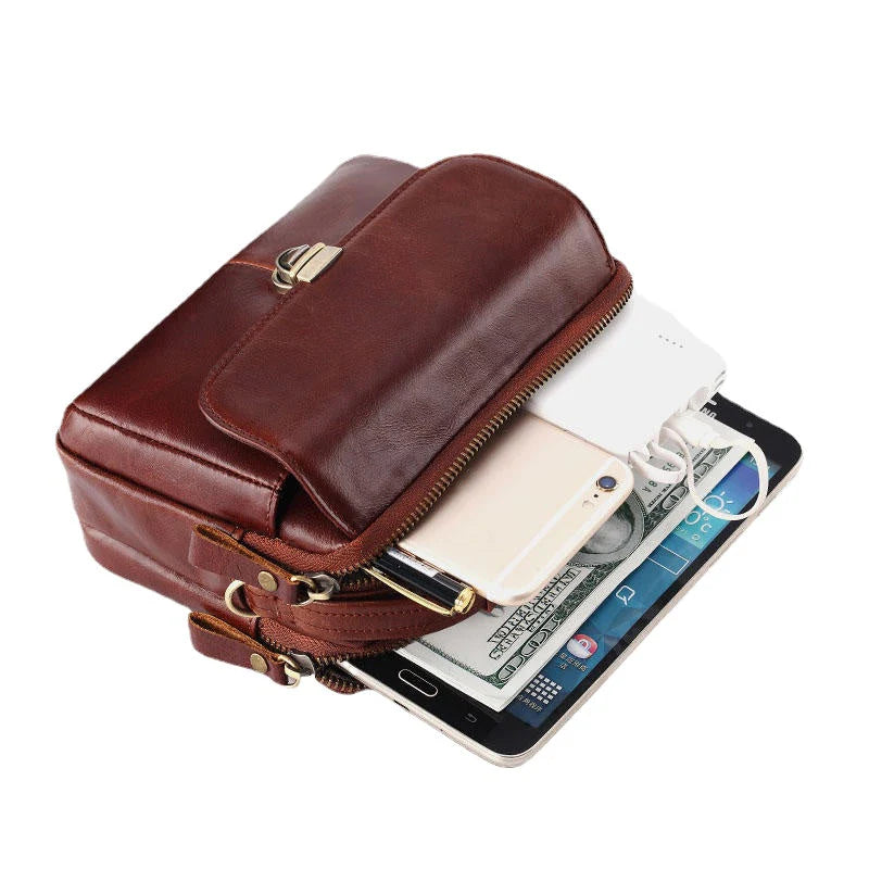 Men's Genuine Leather Crossbody Phone Bag - Small Handbag