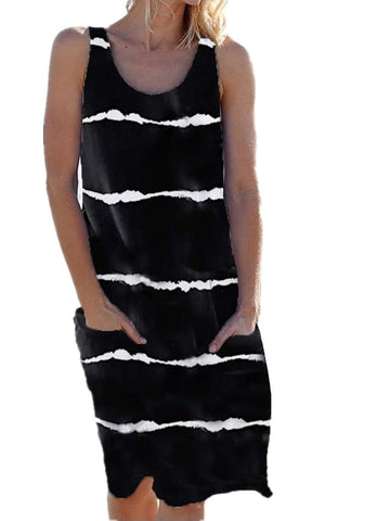 Women's Sleeveless Striped Simple Sport Casual Dress