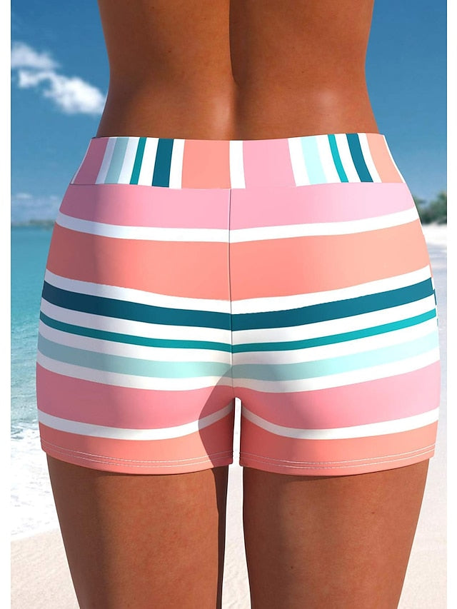 Women's Swimwear Tankini 2 Piece Normal Swimsuit 2 Piece Striped Pink Bathing Suits Sports Beach Wear Summer