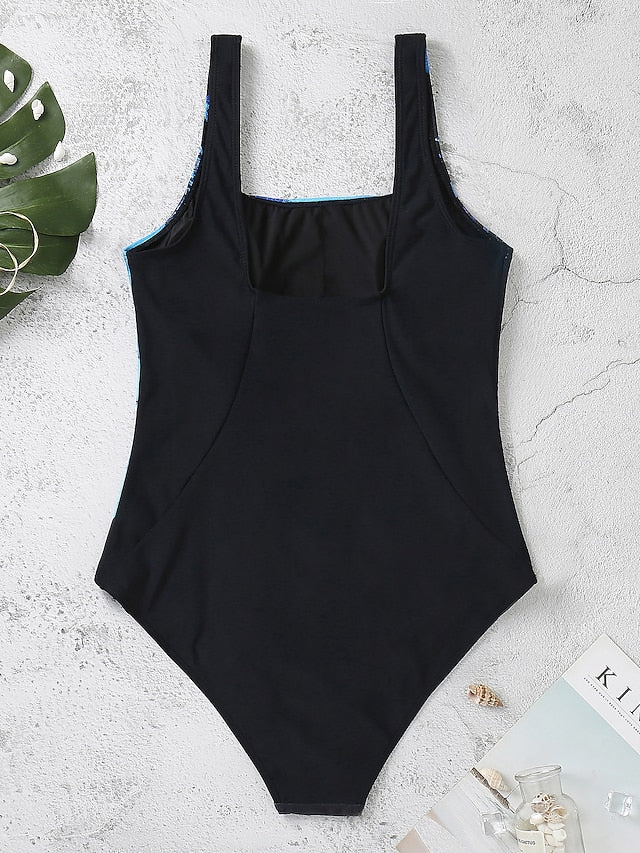 Women's Swimwear One Piece Monokini Bathing Suits Normal Swimsuit Tummy Control Hole Stripe