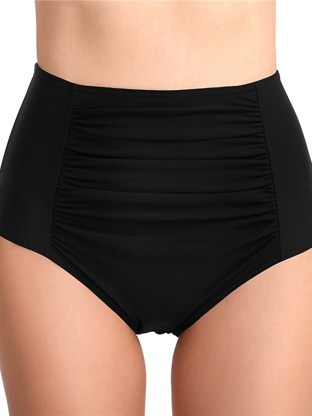 Women's High Waist Swim Shorts Cover Up - Elastic, Sporty, Vacation-Ready Swimwear