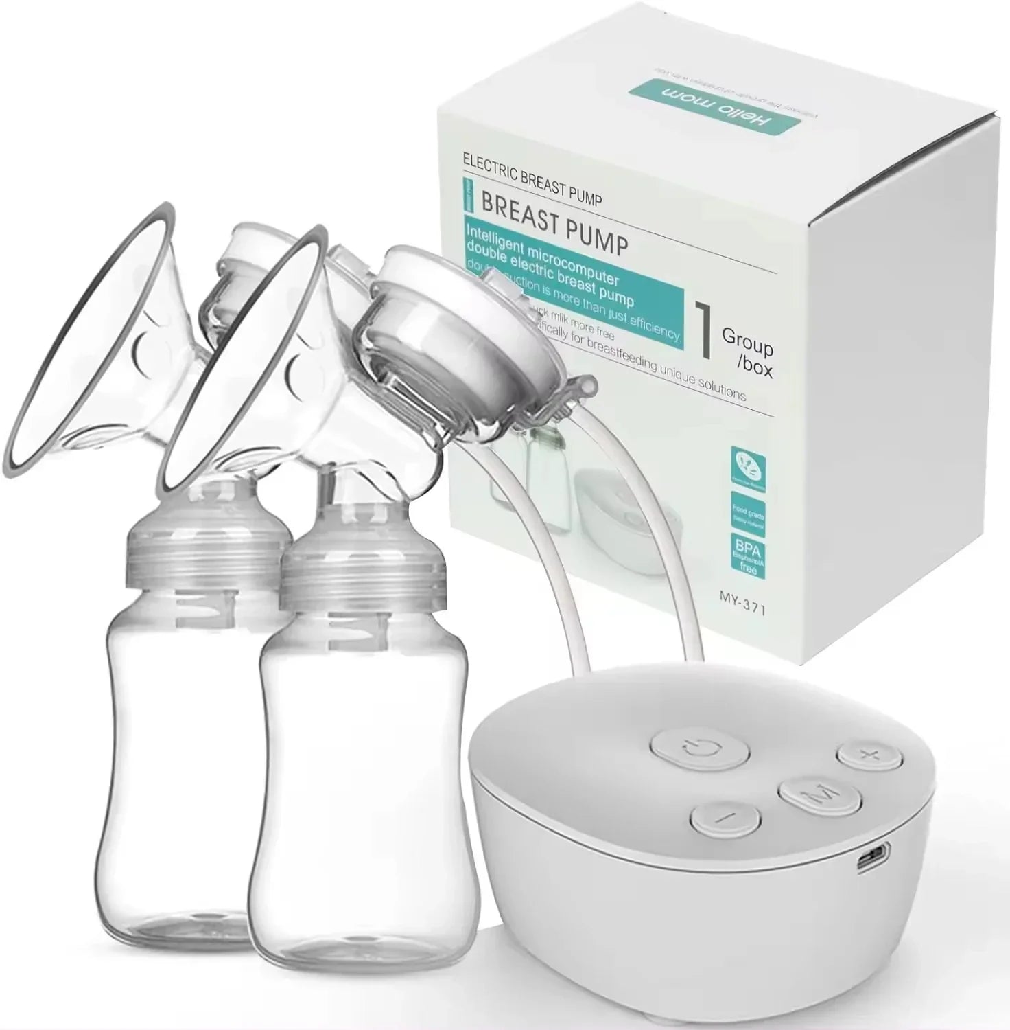 Double Electric Breast Pump with USB, Dual Nipple Suction & 150ml Baby Milk Bottle