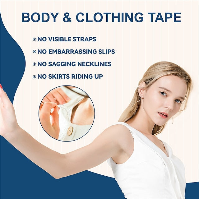 Double Sided Tape for Women's Fashion Clothing and Body- 1 Pack (80 Strips)- Strong and Clear Tape for All Skin Tones and Fabric