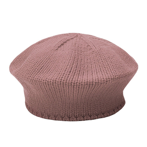 Women Acrylic Letter Patch Autumn Winter Warm Wild Beret Cap Casual Elastic Adjustable Knitted Hat
