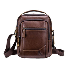 Men Genuine Leather Multi-pocket Wear-resistant Waterproof Vintage Handbag Crossbody Bag Shoulder