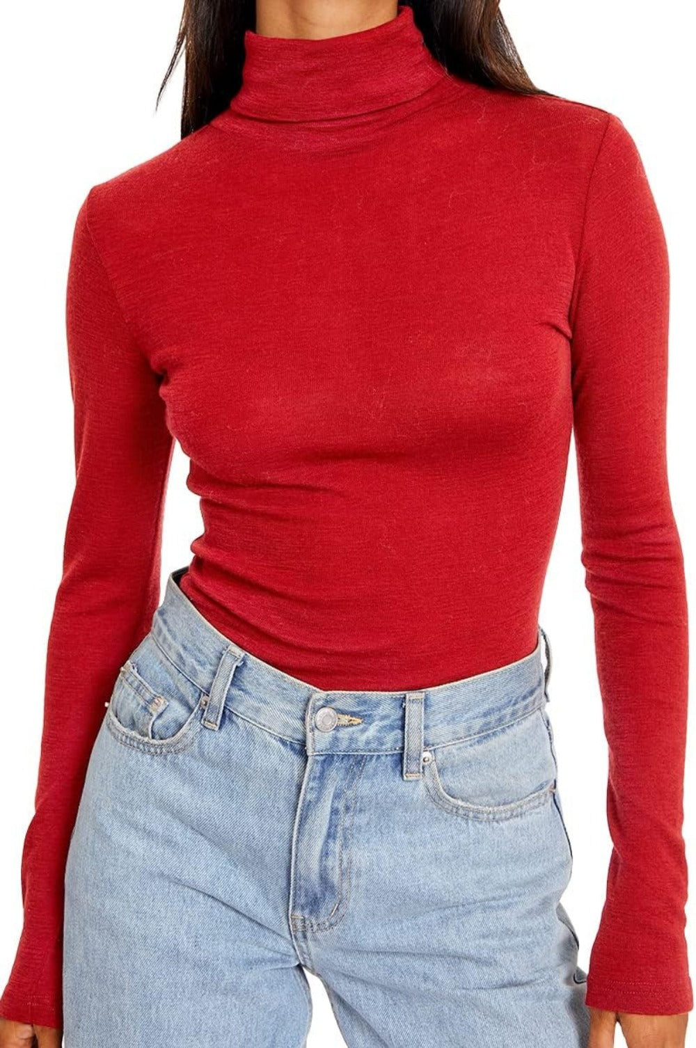Women's Turtleneck Long Sleeve Shirts Fall Fashion Basic Layering Slim Fit Soft Thermal Underwear Tops