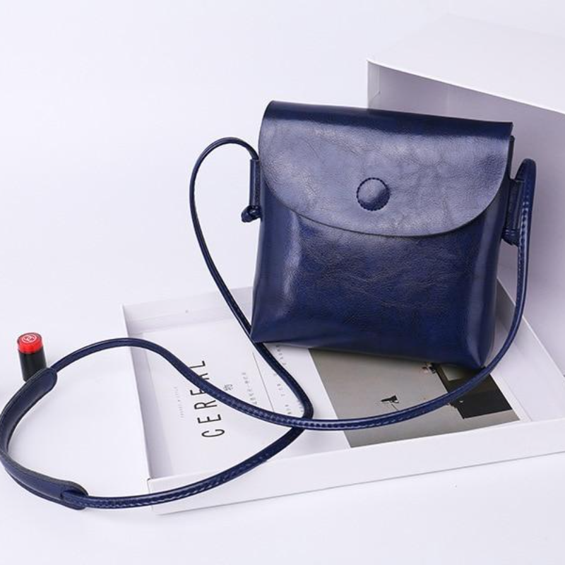 Vintage Oil Genuine Leather Bags for Women High Quality Cowhide Single Shoulder Crossbody Mini Bag Simple Ladies Designer Purse