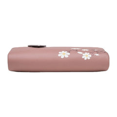 Women PU Leather Floral Printing Casual Mini Easy Carry Money Clip Card Holder Wallet