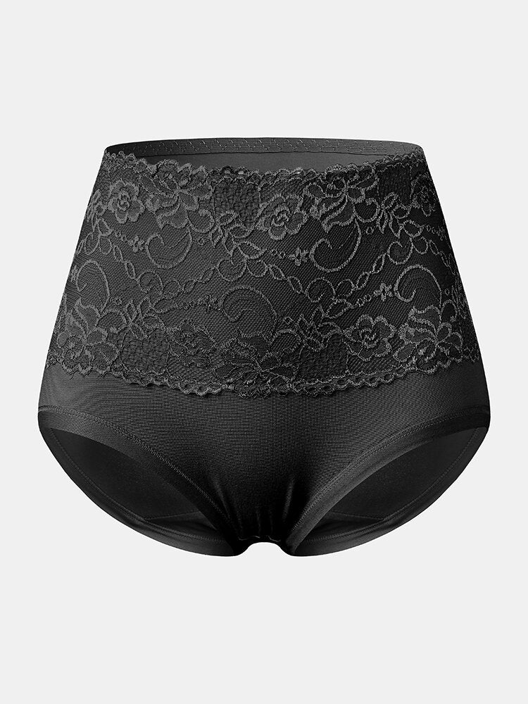 Plus Size Women's Floral Lace High Waist Cozy Panties