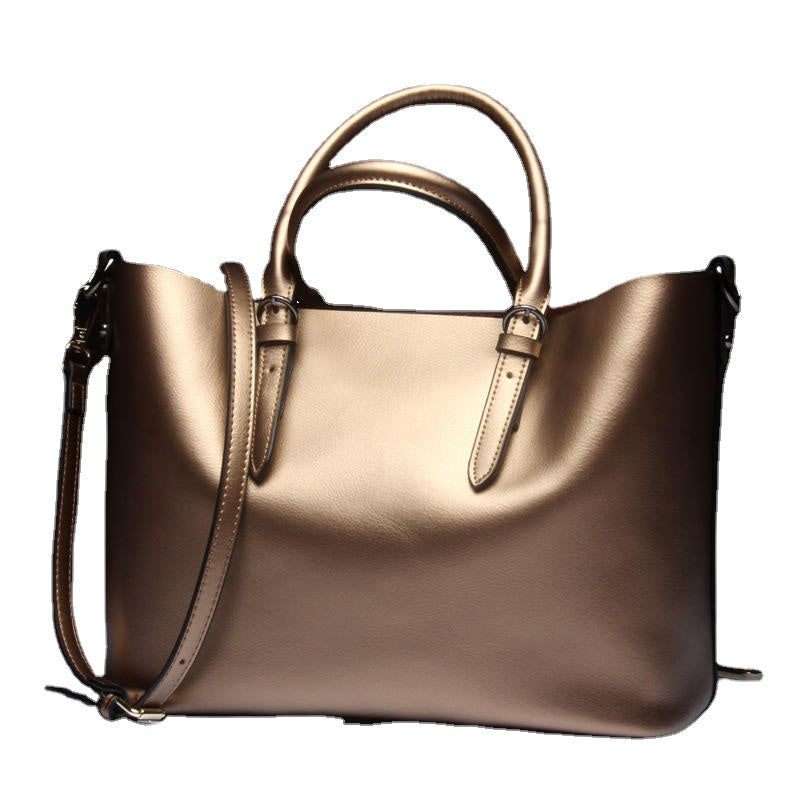 Soft Genuine Leather Women Solid Handbag Commuter Crossbody Bag
