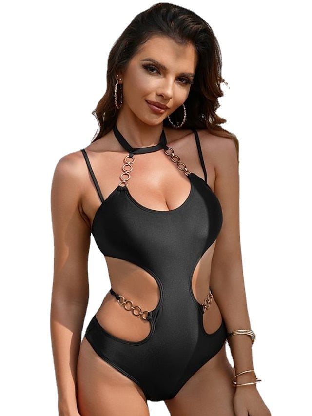 Women's Swimwear One Piece Monokini Bathing Suits Normal Swimsuit Slim Pure Color Black Camisole Bodysuit Strap Bathing Suits New Vacation Fashion / Sexy