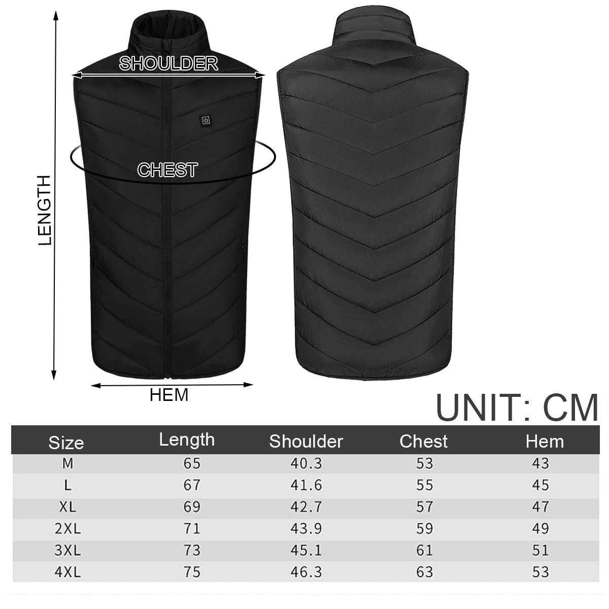 USB Heated Vest - Electric Warm Jacket for Men & Women, Winter Thermal Coat