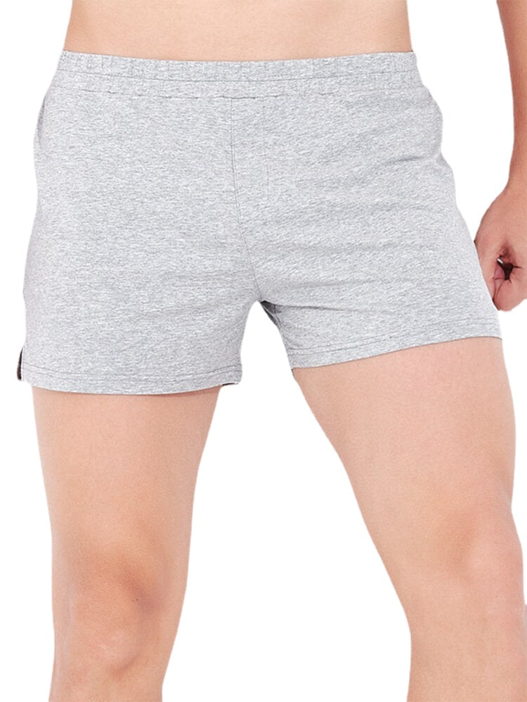 Mens Cotton Solid Color Thin Breathable Loose Comfy Home Shorts Boxers