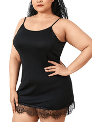 Women's Casual Summer Nightgown, O-Neck Lace Patchwork