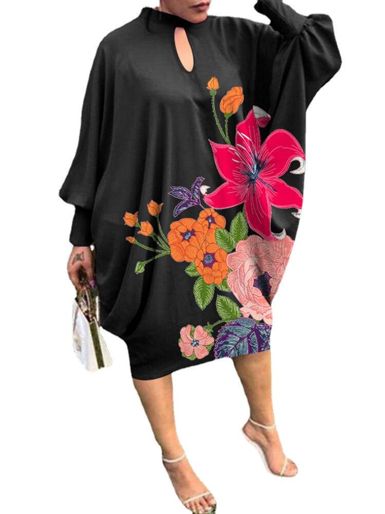 Leisure Pleating Daily Long Sleeve Floral Dress For Women