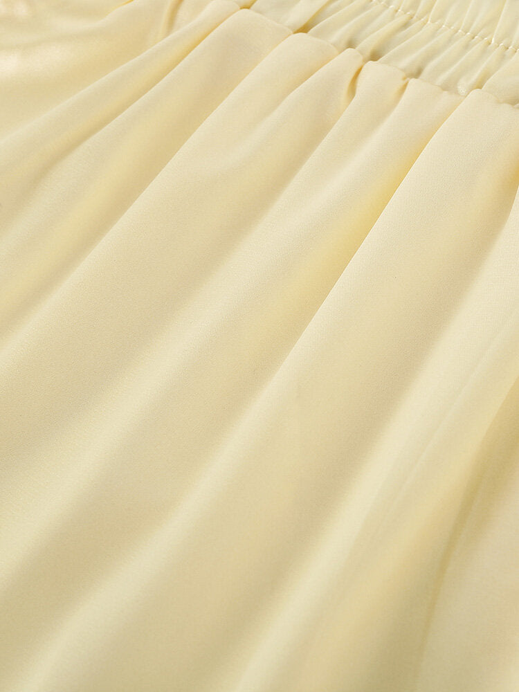 Mens Solid Color Soft Silk Breathable Loose Lightweight Home Elastic Mid Waist Boxers