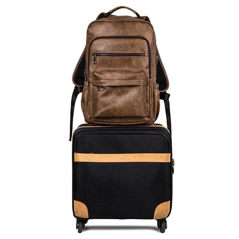 Faux Leather Laptop Bag Backpack Shoulder Bag For Men