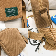 Unisex Corduroy Retro Mini Universal Outdoor Phone Bag Crossbody Shoulder