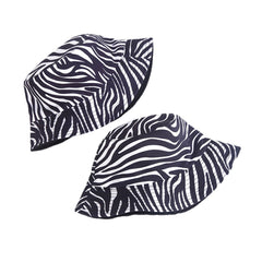 Women Double-Side-Wear Zebra Cow Panda Pattern Print Bucket Hat Fashion Casual All-match Sunscreen Beach Hat