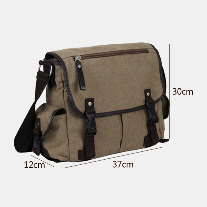 Men Vintage Large Capacity Wear-Resistant Canvas Crossbody Bag Casual Shoulder