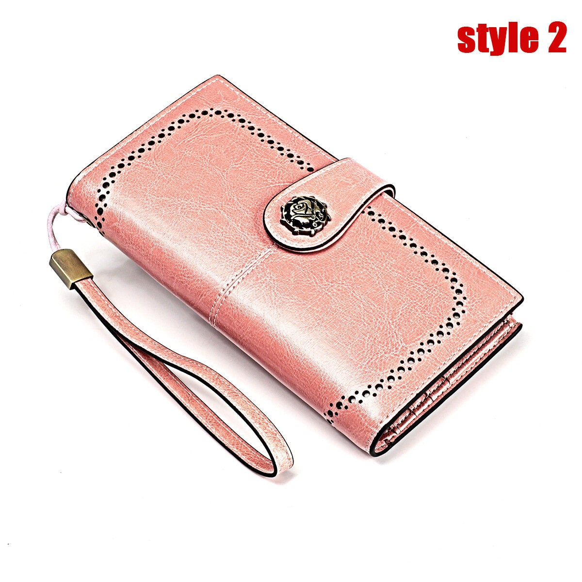 women genuine leather elegant vintage long wallet phone bag