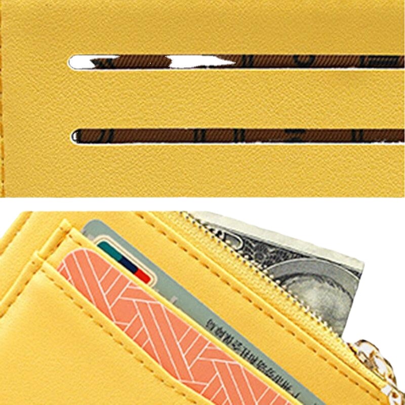 Women Solid 5 Card Slots Hardware Mini Wallet Purse