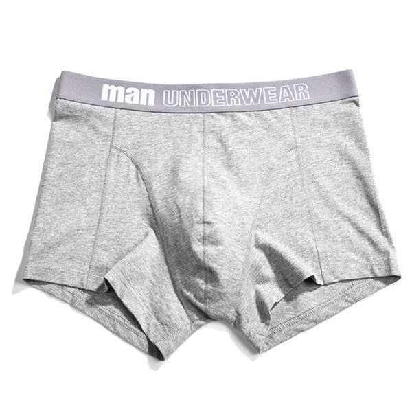 Mens Cotton Breathable Casual U Convex Underwear Pure Color Mid Rise Boxers