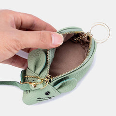 Women Genuine Leather Casual Cute Animal Mouse Pattern Mini Keychain Coin Storage Bag