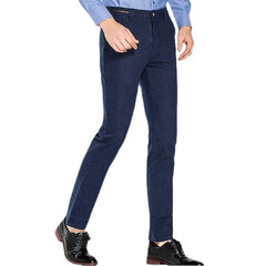 Autumn Winter Men's Casual Sanding Stretch Straight Slim Pants Business Casual Dress Suit Pants