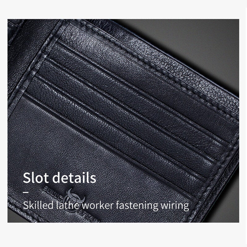 Men Genuine Leather Slim Wallet RFID Anti-theft Multi-card Slot Card Holder Coin Purse Clip Wallet