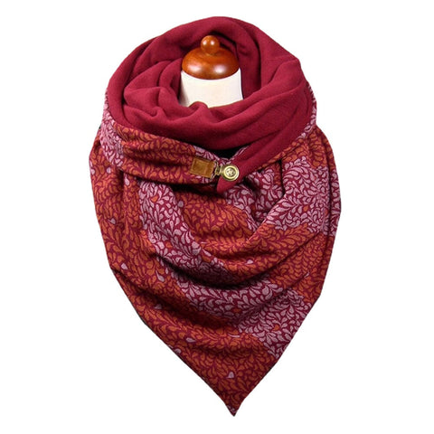 Women Cotton Plus Thick Keep Warm Winter Outdoor Casual Floral Pattern Multi-purpose Scarf Shawl