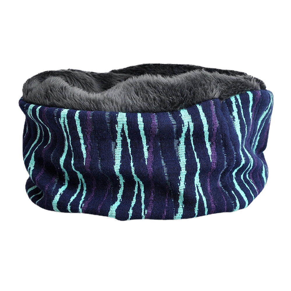 Unisex Plus Velvet Thickness Keep Warm Riding Outdoot Stripe Pattern Multi-purpose Scarf Headgear Beanie