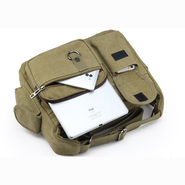Men's Large Canvas Messenger Bag - Casual Travel Crossbody