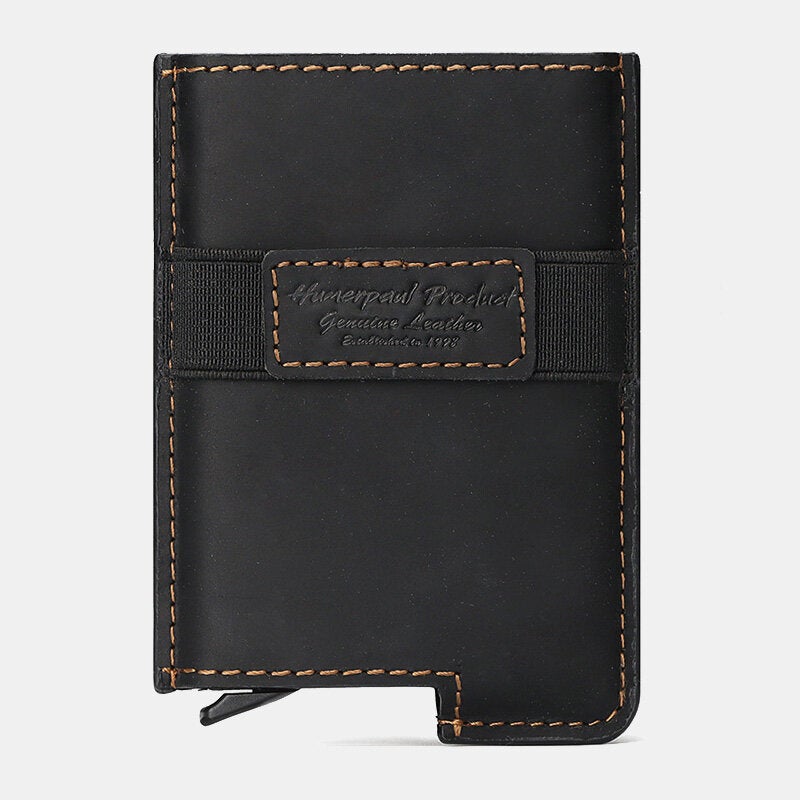 Men Open RFID Anti-magnetic Wallets Retro Multi-card Slot Card Holder Multifunction Genuine Leather Money Clip