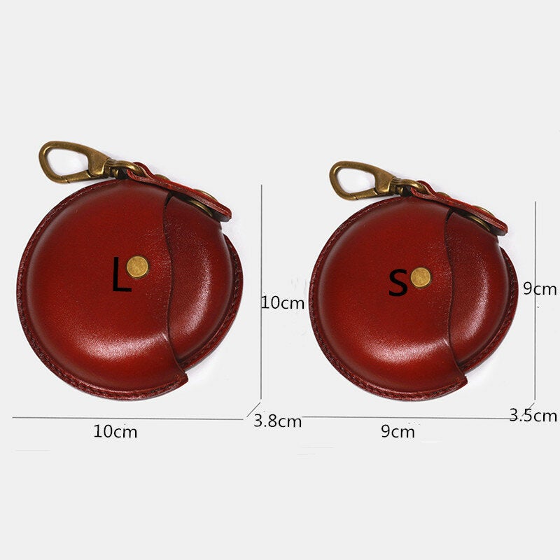 Unisex Genuine Leather Round Shape Creative Casual Coin Bag Storage Wallet