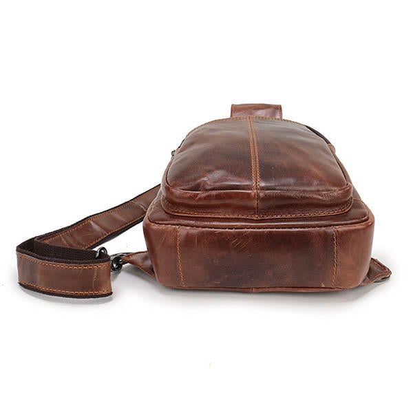 Men Vintage Genuine Leather Retro Crossbody Bag Chest