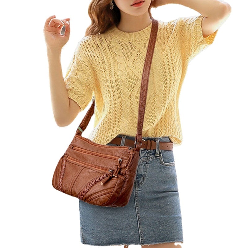 Women Multi-pocket Middle-aged Vintage Crossbody Bag Shoulder Bag