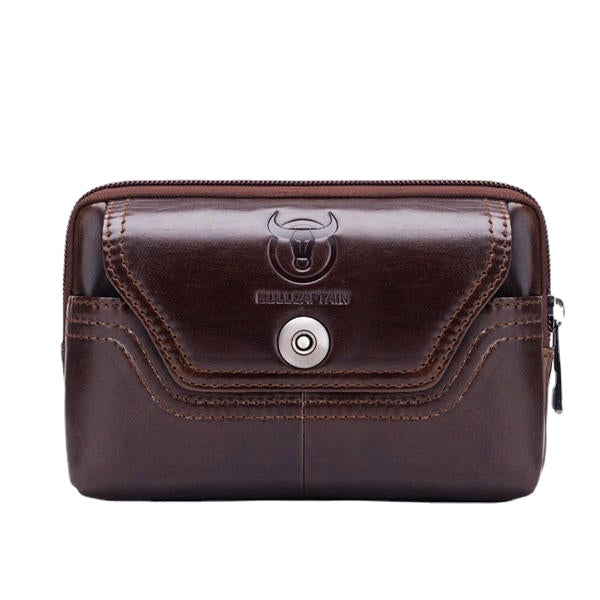 Men Genuine Leather Belt Bag Vintage Phone Pouch Multi-function Fanny pack