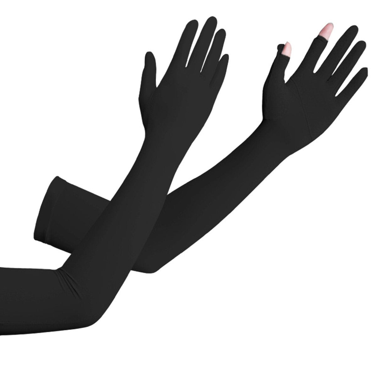 Jassy Women's Ice Silk Road Finger Outdoor Riding Driving Non-slip Breathable Long Sunshade Sunscreen Gloves