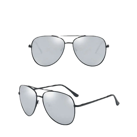 Men Metal Full Frame Narrow Sides Double Bridge UV Protection Sunglasses
