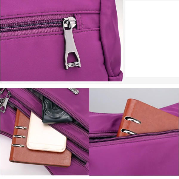 Women Nylon Light Shoulder Bags Multi Pockets Waterproof Crossbody Bag