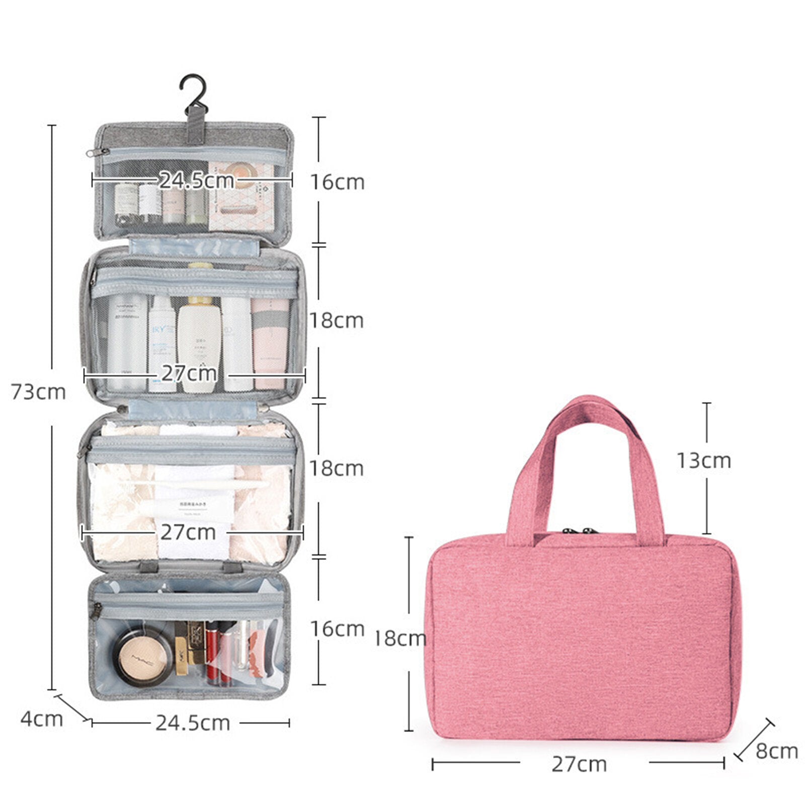 Women Dacron Fabric Casual Large Capacity Storage Bag Waterproof Portable Travel Makeup Bag