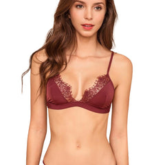 Comfortable Breathable Sexy Ladies' Floral Print Lace Bra With Adjusted Straps