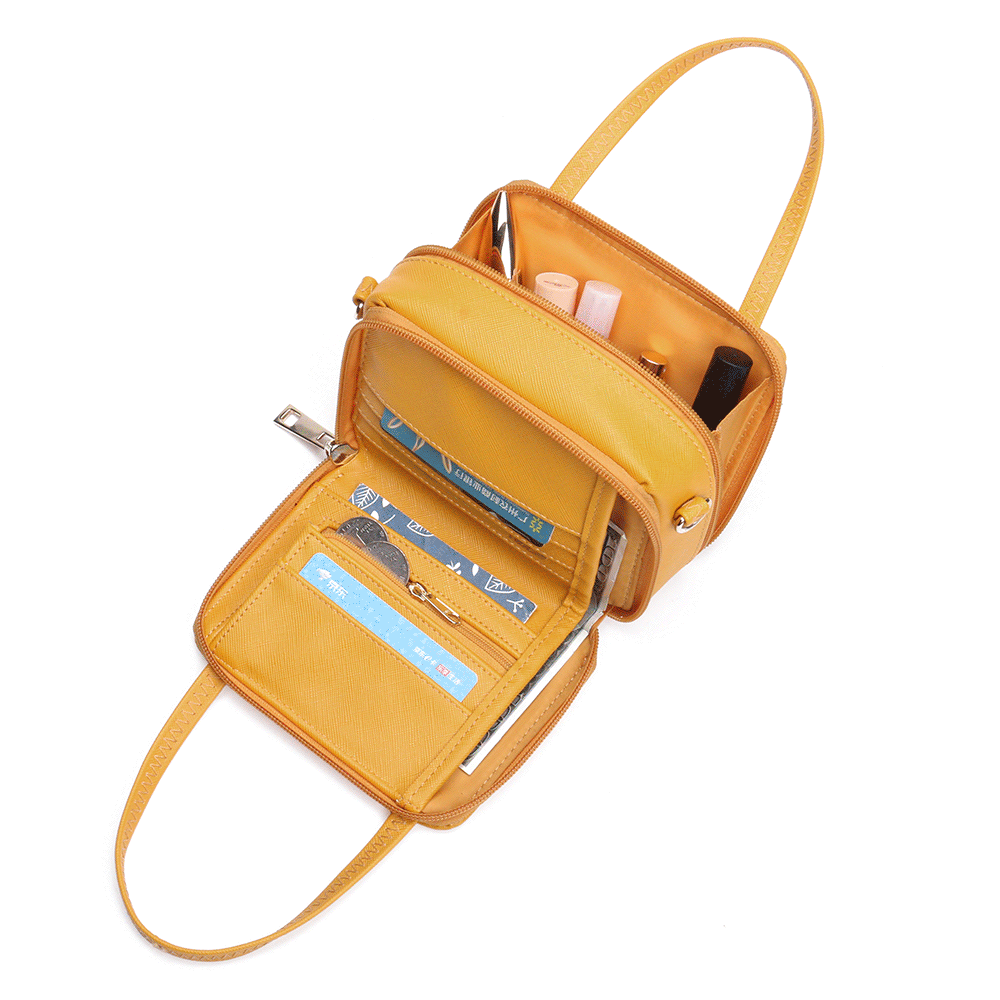 Women Square 6 Card Holders Phone Bag Lightweight Multi-Pocket Crossbody
