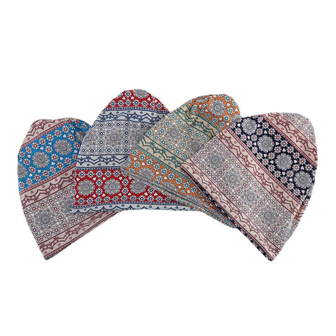 Women Full Cotton Non-allergenic Baotou Hat Bib Fashion Flower Printed Autumn Winter Plus Velvet Warm  Scarf Beanie Hat