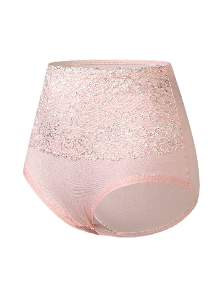 Plus Size Women's Floral Lace High Waist Cozy Panties